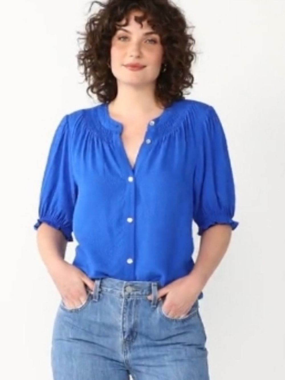 Draper James Cobalt Blue Cotton Top, XXL